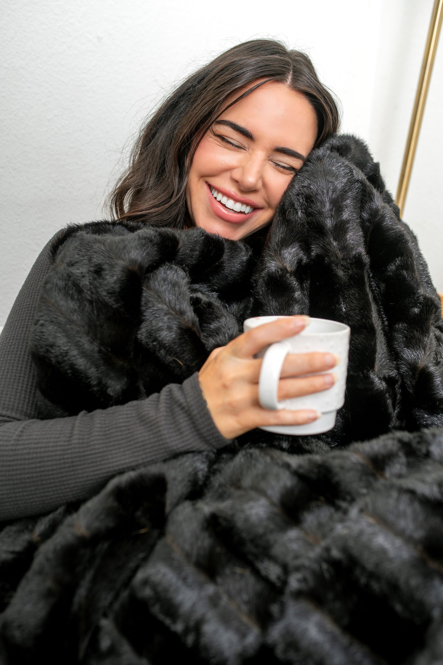 Carly Luxe Cuddle Throw Blanket - Espresso Embossed